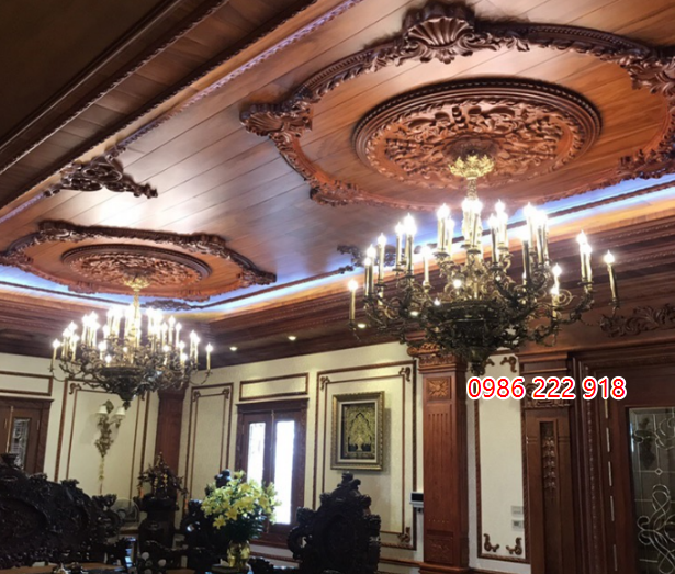 Mẫu trần gỗ gõ đỏ cổ điển TGCC38